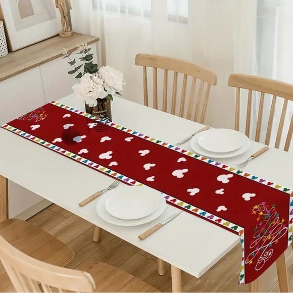13x72 Table Runner Disney Hidden Mickey Mouse Christmas Tree Fabric Mantle scarf - Picture 2 of 5
